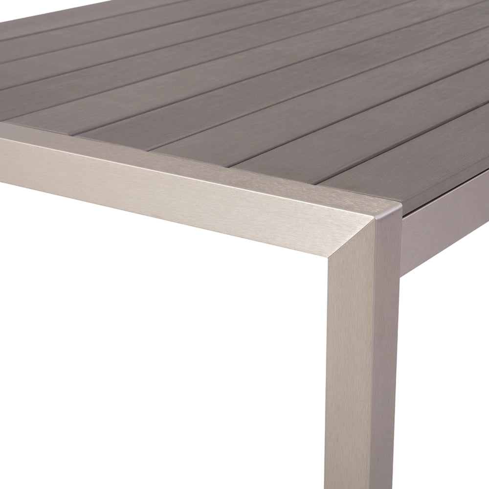 Tavolo da pranzo con struttura in alluminio anodizzato grigio per 6 persone 180 x 90 cm dal design moderno