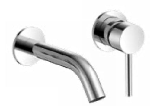 Miscelatore lavabo a muro tondo moderno completo