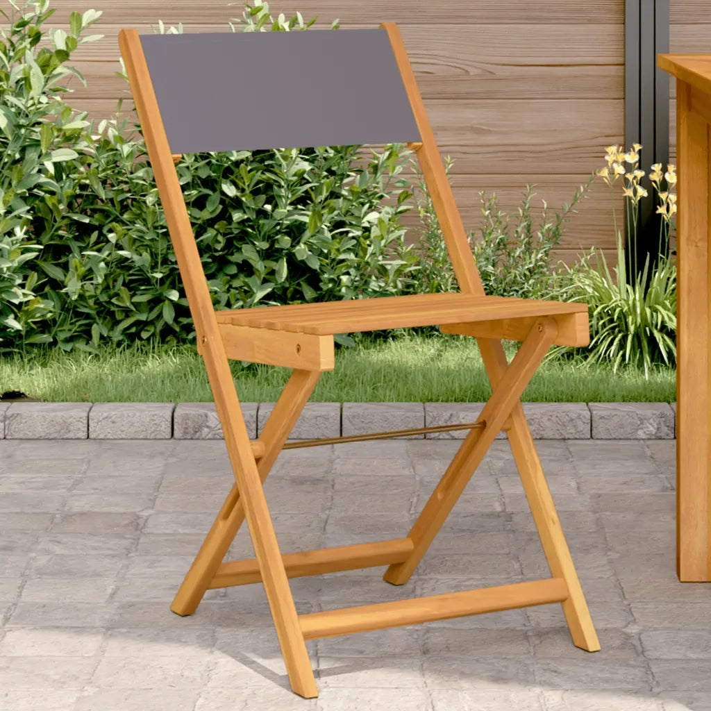 Sedie da BistrÃ² 2pz Antracite Legno Massello Acacia e Tessuto