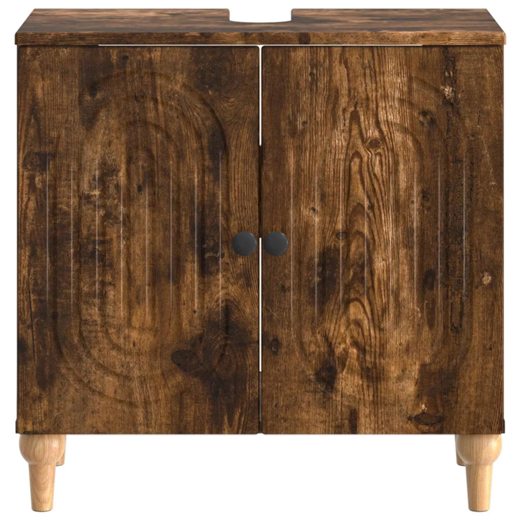 Armadio per Lavabo da Bagno ALKMAAR Rovere Fumo 896130