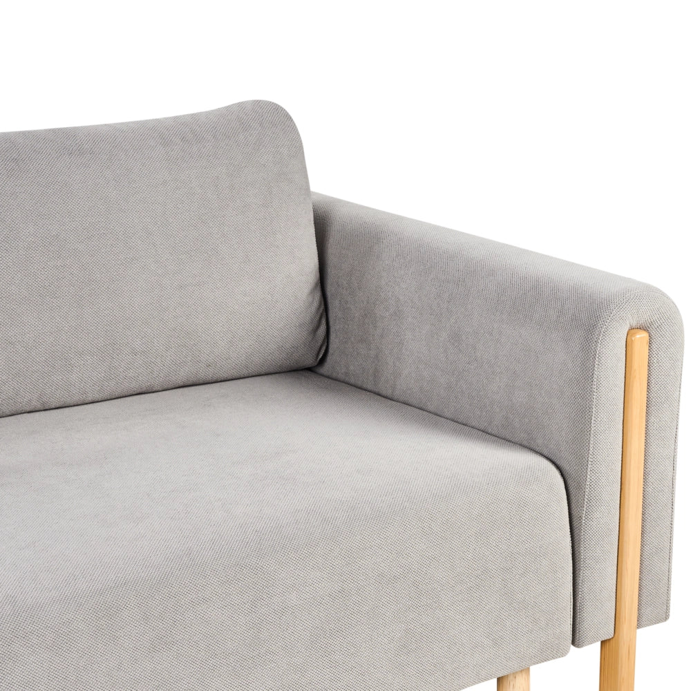 Divano letto in tessuto grigio Rivestito con meccanismo Click-Clack Sleeper con contenitore Stile minimalista con braccioli