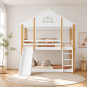 Letto a castello per bambini 90x200 cm con scivolo
