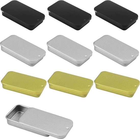 9 contenitori in metallo con coperchio - organizzatore mini in metallo contenitore di archiviazione - adatto per caramelle e bottoni .