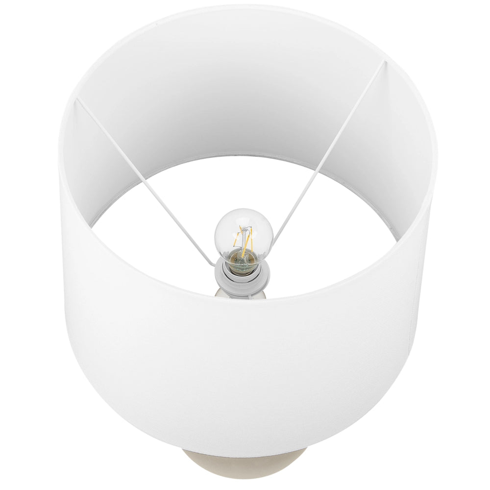 Lampada da Tavolo dorato con Base in Ceramica Bianca Paralume Impero in Poliestere Design Moderno