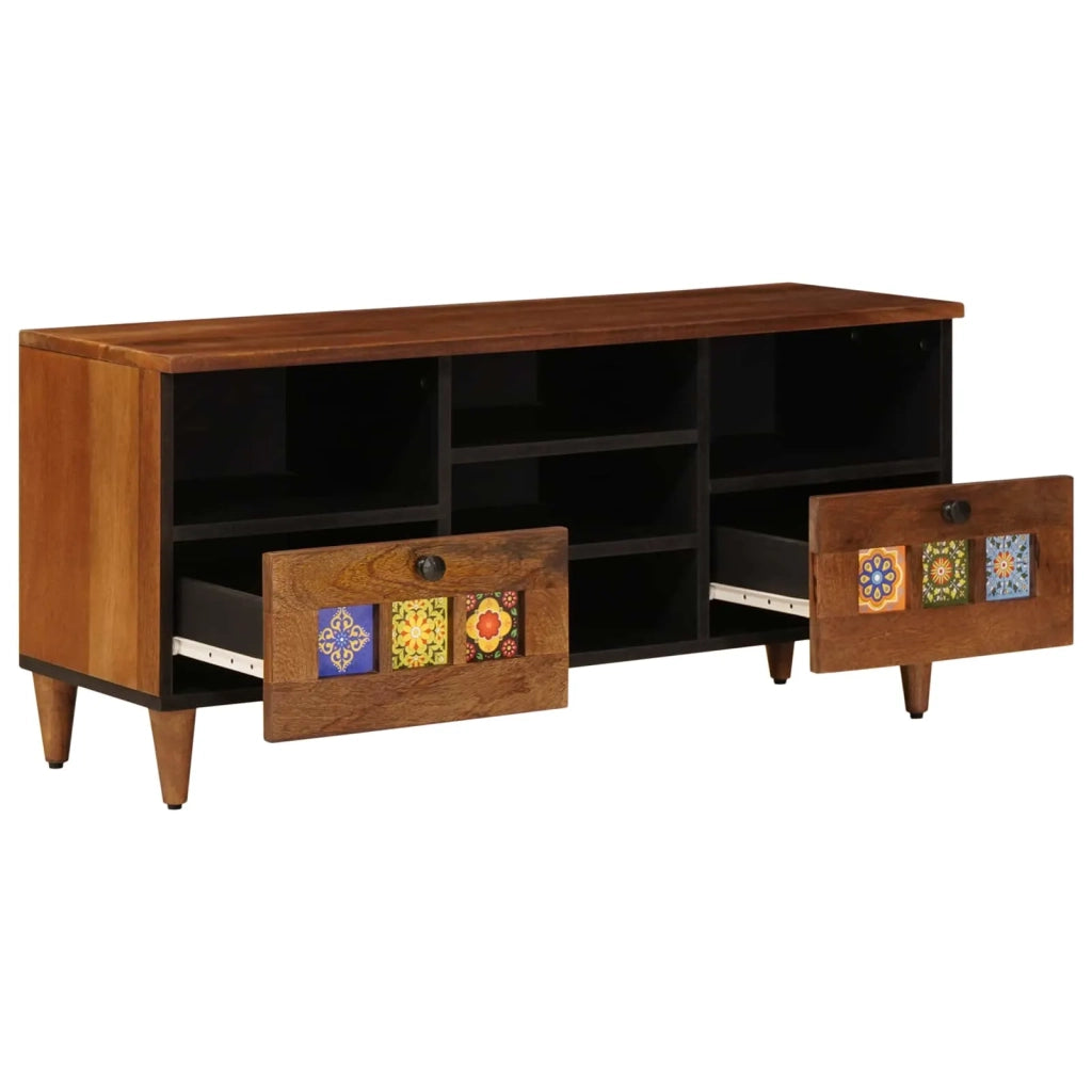 Mobile TV-Credenza per TV Noce 100 x 33 x 46 cm Legno di mango massello 376743