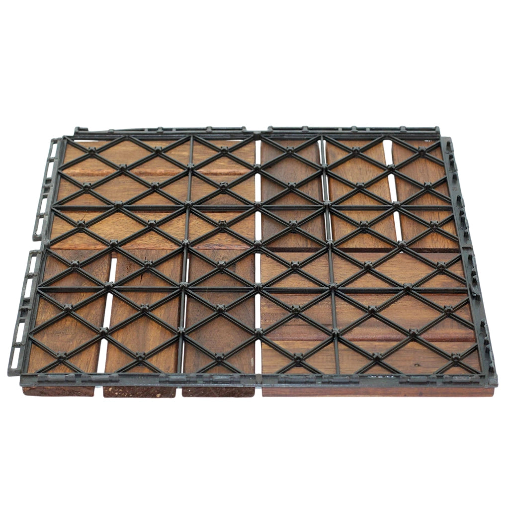 Lyva - Pavimento da Esterno con Clip 30x30 cm 10 Piastrelle per Giardino Patio Terrazza in Legno di Acacia