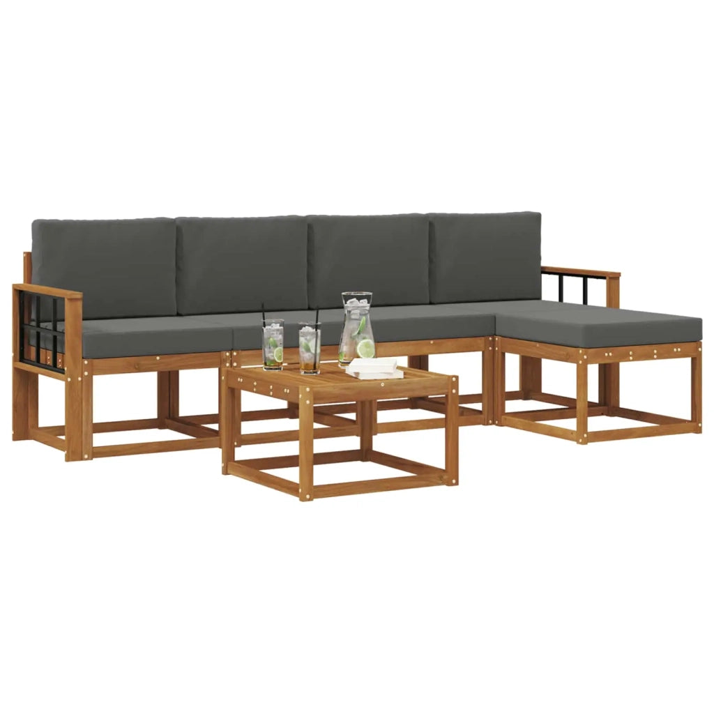 Set di divani da esterno con cuscino 6 pcs Naturale e Antracite 3366300