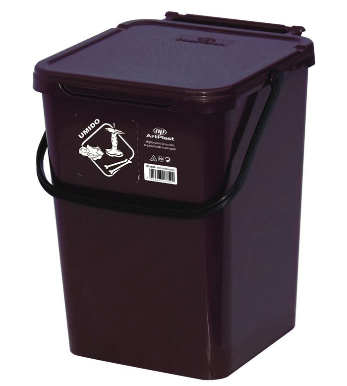 PATTUMIERA RACCOLTA DIFFERENZIATA UMIDO CON COPERCHIO MARRONE LT. 10