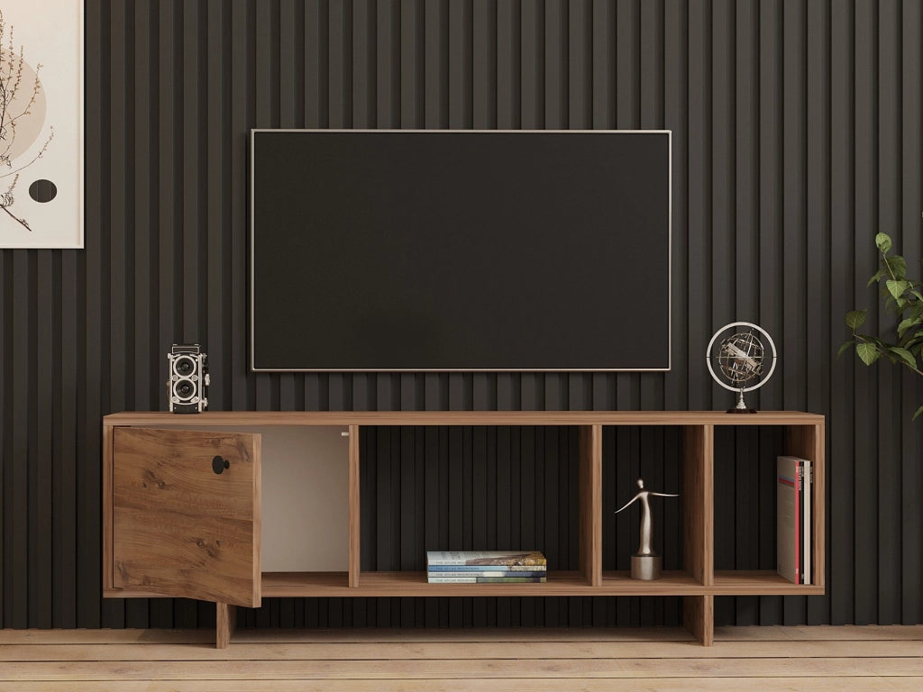 Fumane, Mobile Porta tv 4 Vani, 140x29x45h cm Marrone Rovere
