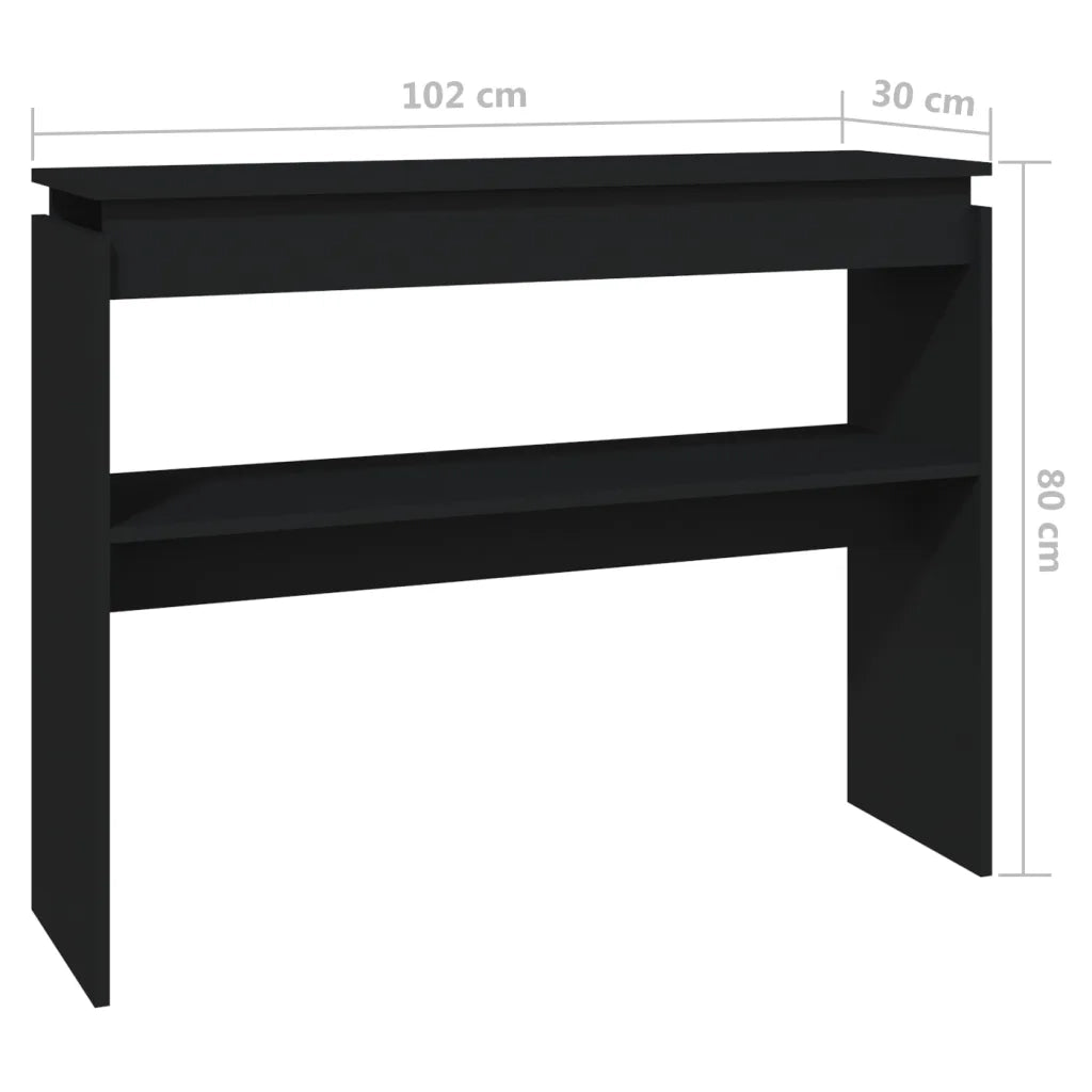 Tavolino Consolle Nero 102x30x80 cm in Legno Multistrato 808324