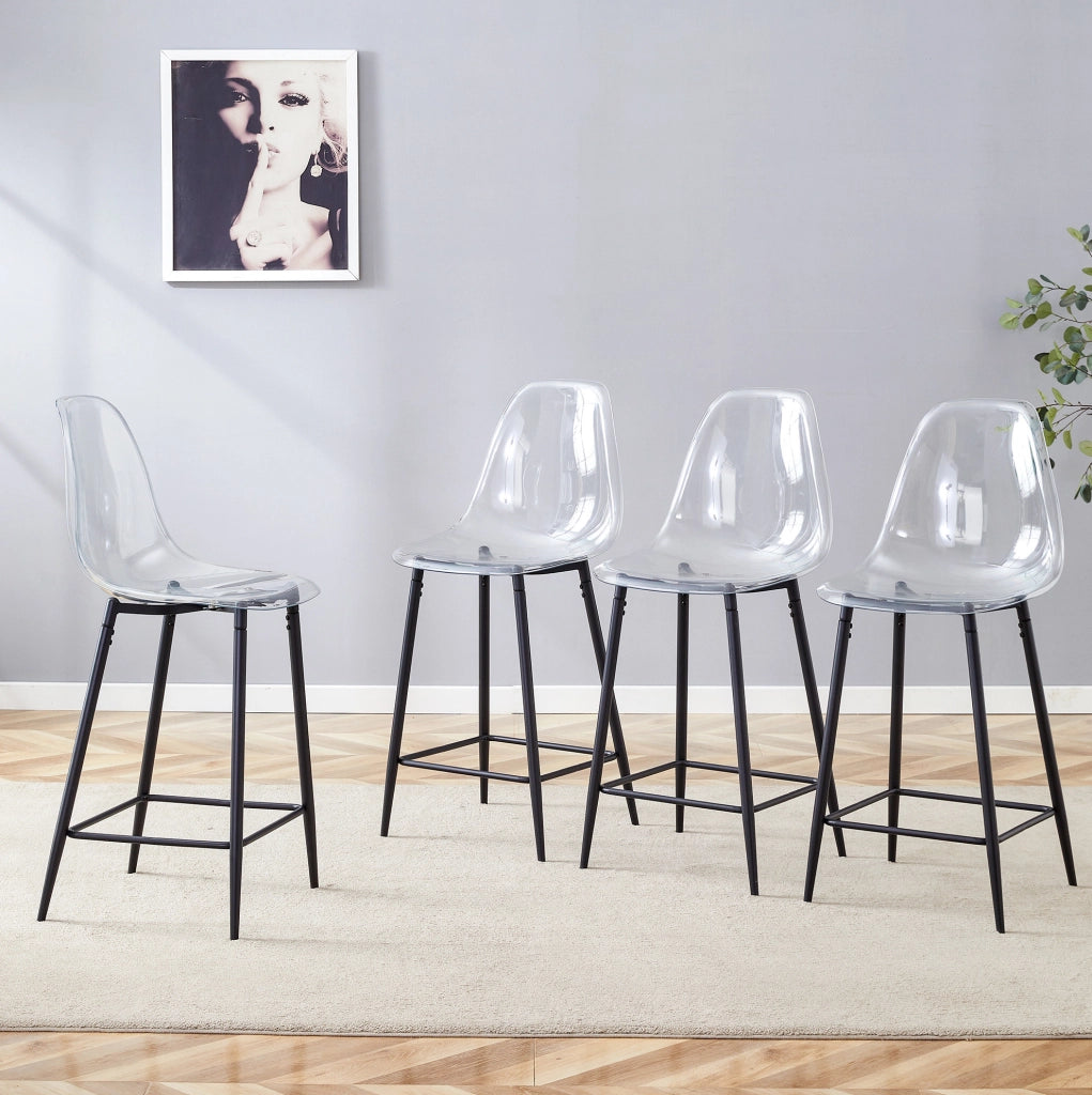 Sgabelli da bar trasparenti set da 4 68,5 x 48 x 47 cm plastica nera