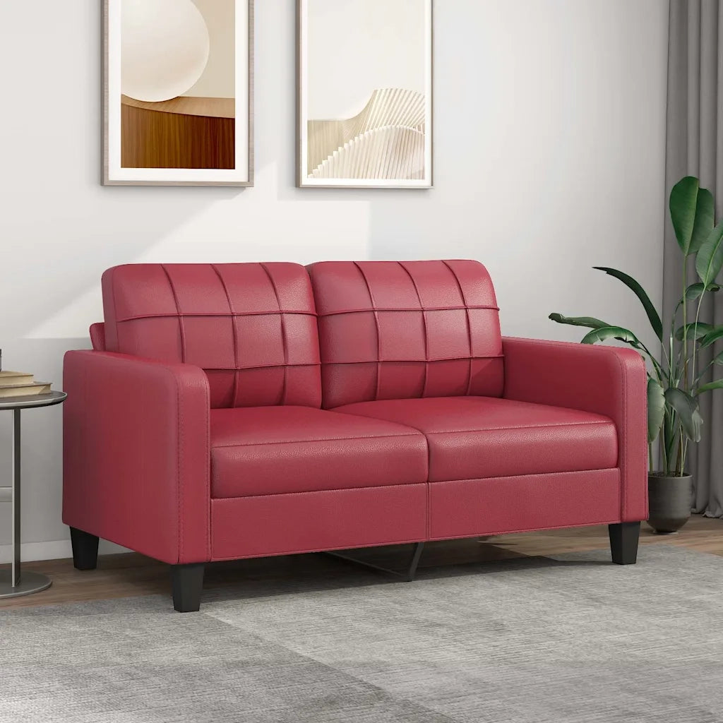 Divano | Divano da soggiorno | Sofa a 2 Posti Rosso Vino 140 cm in Similpelle