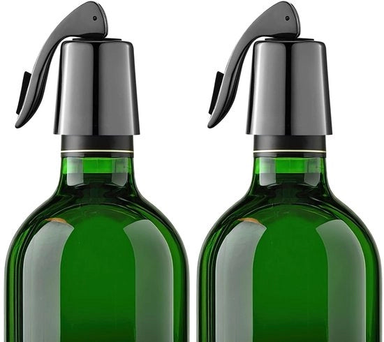 Flessendop a Vacco per Vino 2 pezzi - Flessa a Vacco in Acciaio Inossidabile - Stopper per Vino Reutilizzabile - Chiusura a Vacco per Vino - Garanzia di Versatilità fino a 7 Giorni - Meccanismo di Azionamento Innovativo