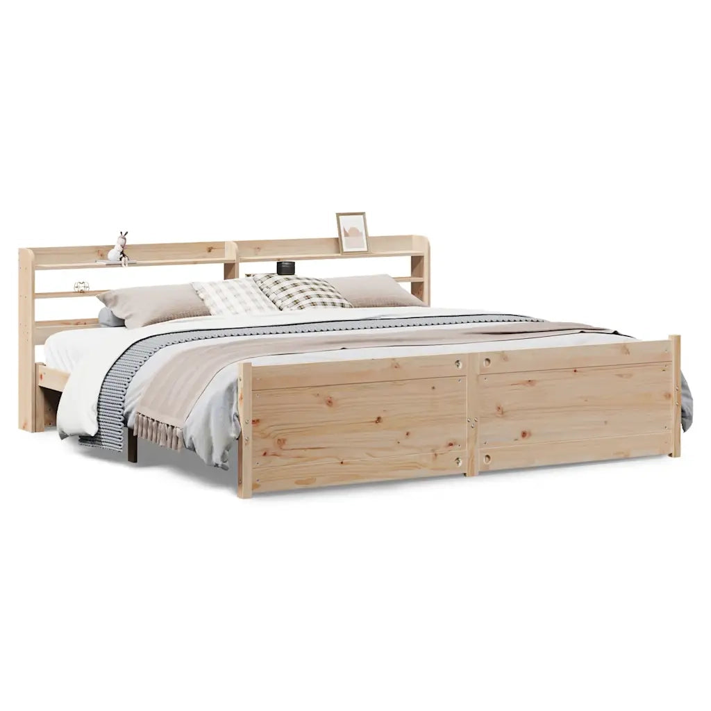 Giroletto con Testiera 200x200 cm in Legno Massello di Pino