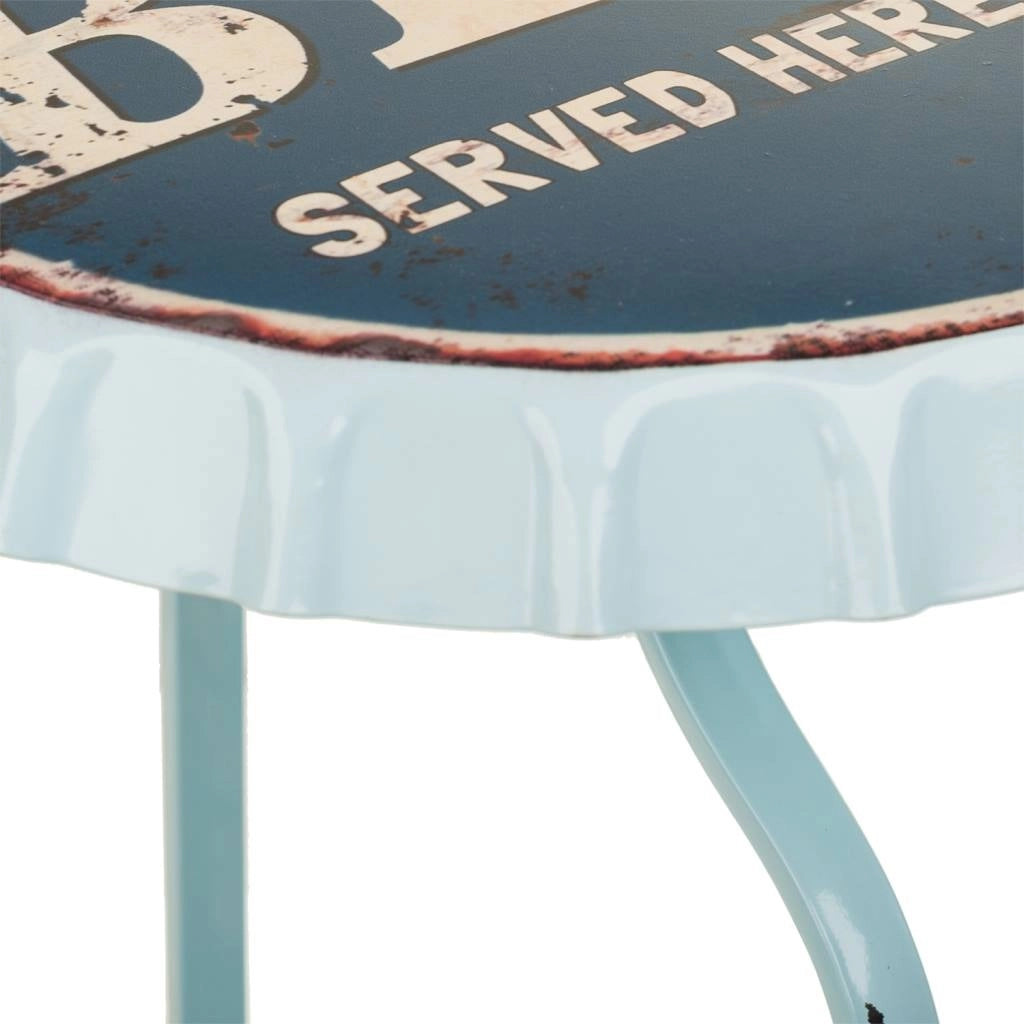 Tavolo portabottiglie in metallo blu 42x42x60h