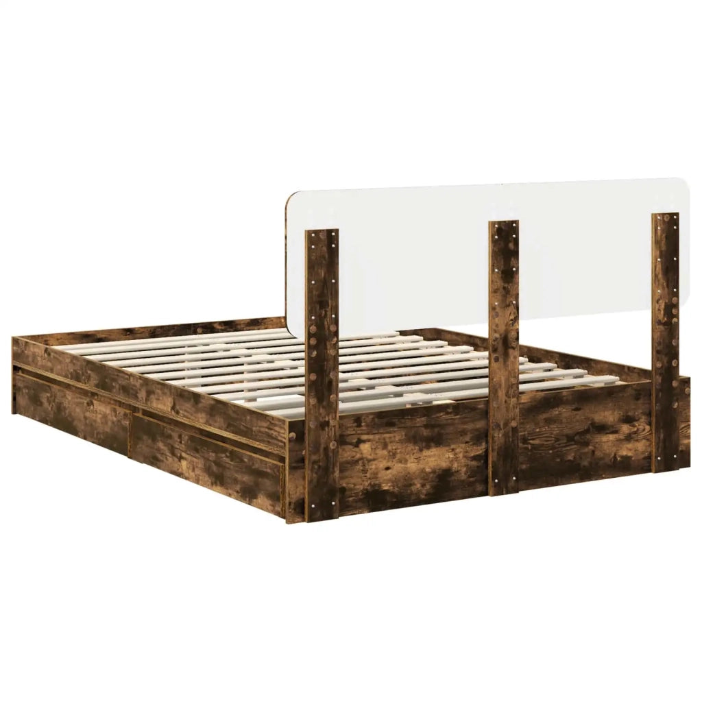 Letto con Contenitore con testiera Rovere fumé 160 x 200 cm 3412259