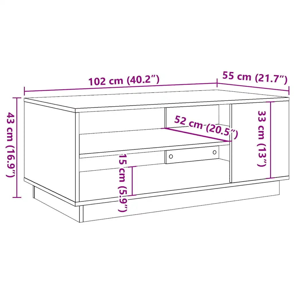 vidaXL Tavolino da Salotto Legno Antico 102x55x43 cm Legno Multistrato