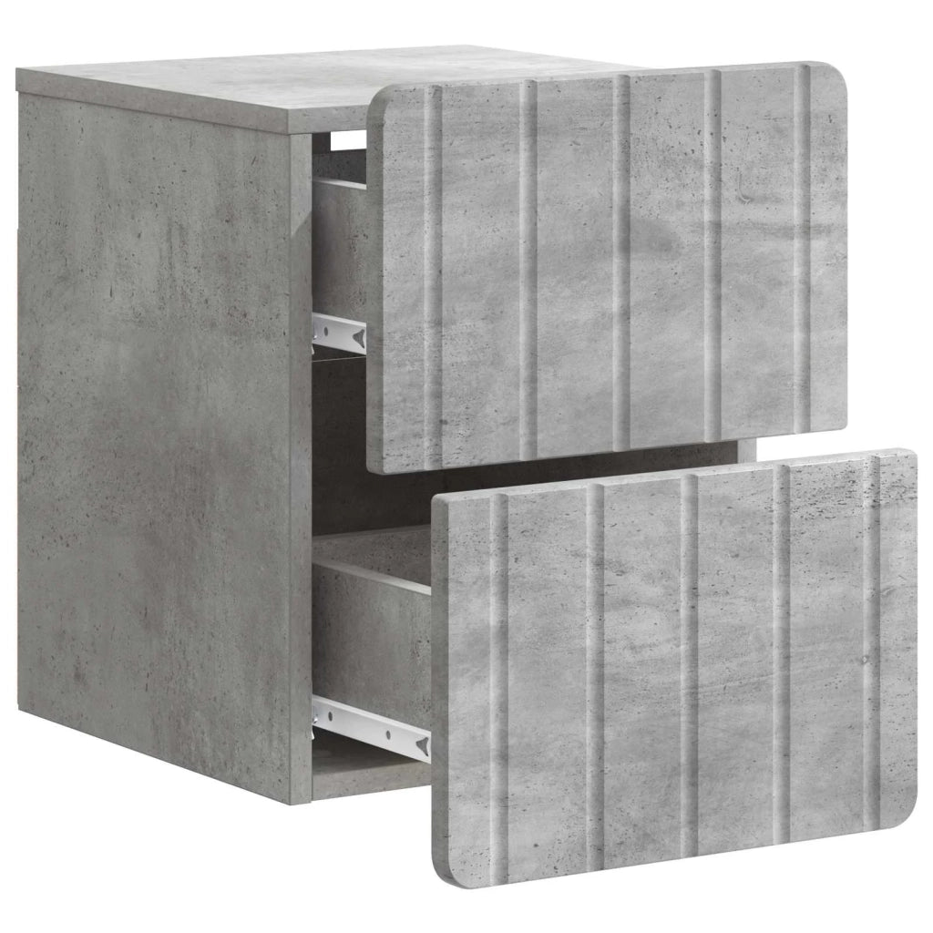 Comodino | Armadio da Notte | Mobiletto da notte a muro Grigio Cemento 33 x 34,5 x 43 cm