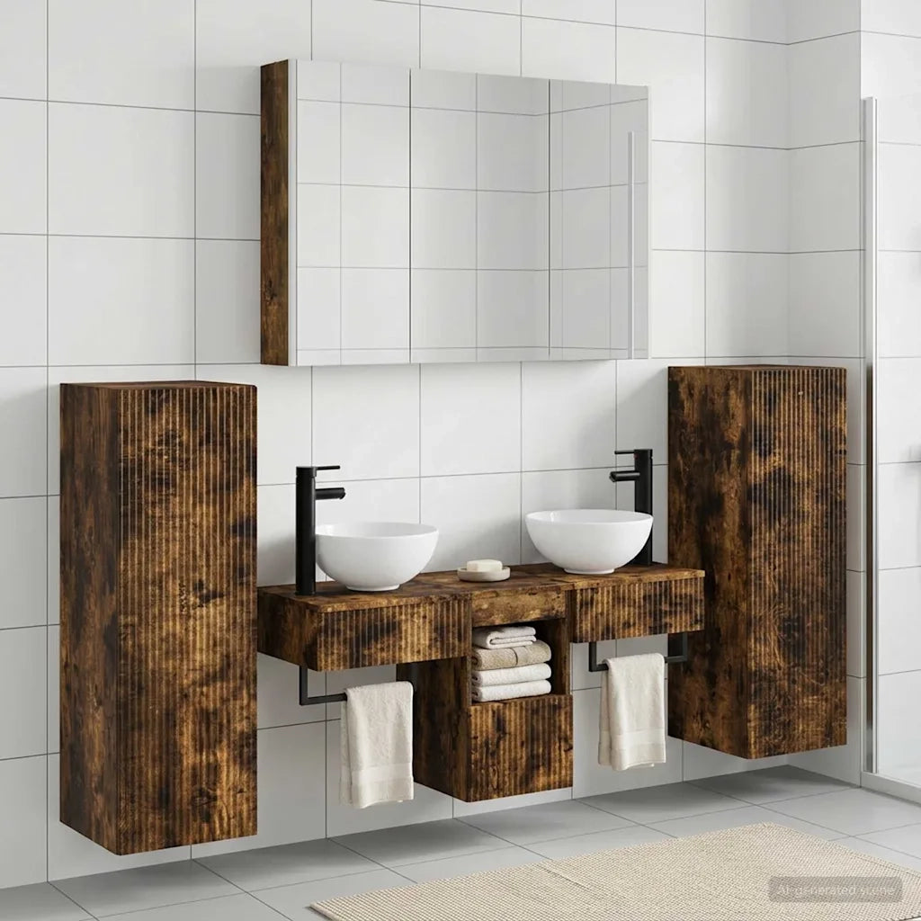 Set di mobili per il bagno 6 pcs Rovere Fumo 3407123