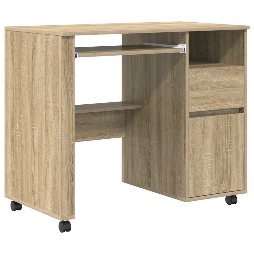 Scrivania con Ruote con cassetto Rovere Sonoma 91 x 50 x 77 cm 869532