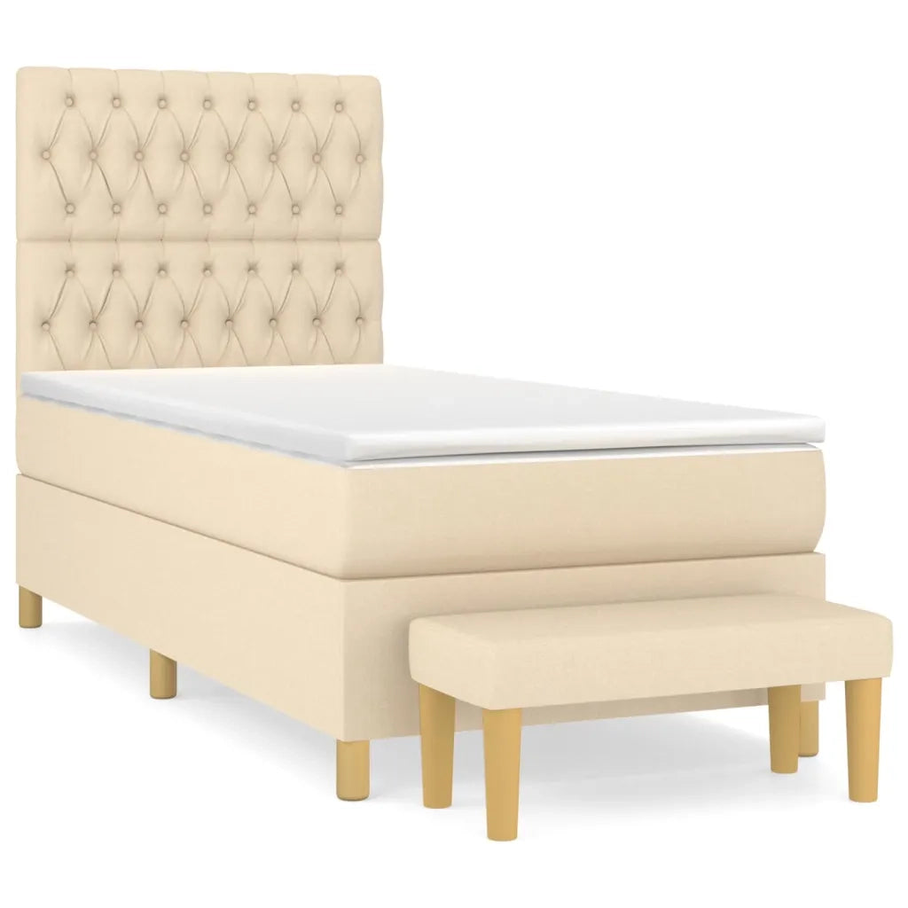 Giroletto a Molle con Materasso Crema 90x190 cm in Tessuto