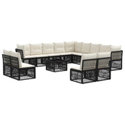 Set Divano da Giardino 14 pcs Nero polyrattan