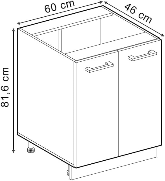 Mobiletto base cucina R-Line, Sonoma, 60 cm senza piano di lavoro