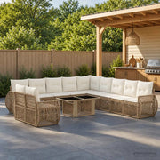 Set Divano da Giardino 12 pz Beige e Bianco Crema polyrattan 3436971
