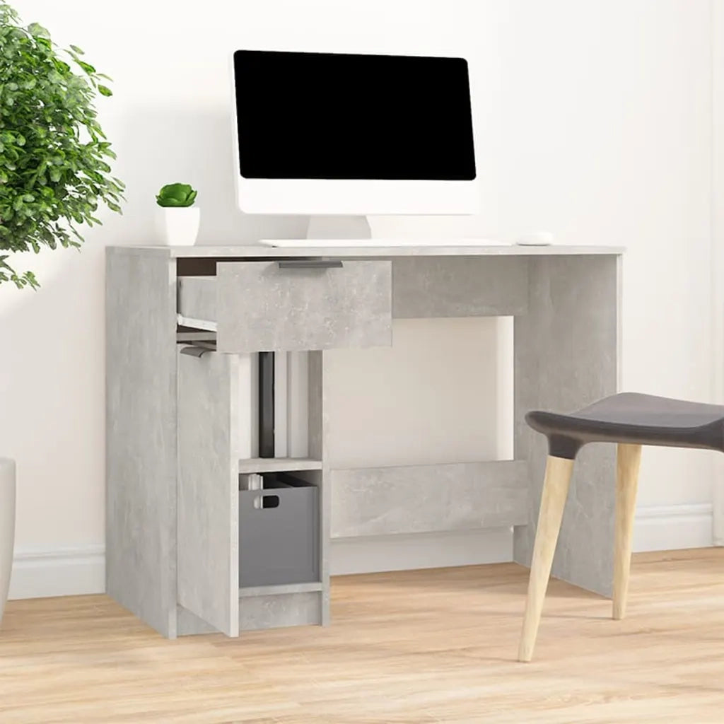 Scrivania | Tavolo da Ufficio Grigio Cemento 100x50x75 cm in Legno Multistrato