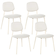 Set di 4 sedie da pranzo bianco sporco con gambe in ferro e rivestimento in poliestere nero senza braccioli design moderno e minimalista