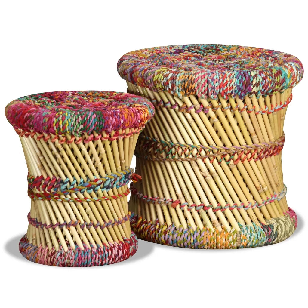 Sgabello con Motivi Chindi 2 pz Multicolore in Bamb¨´ CFW8211226