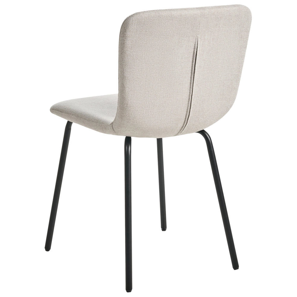 Set di 4 sedie da pranzo in tessuto Tappezzeria beige chiaro Gambe in metallo nero Design moderno e retrò