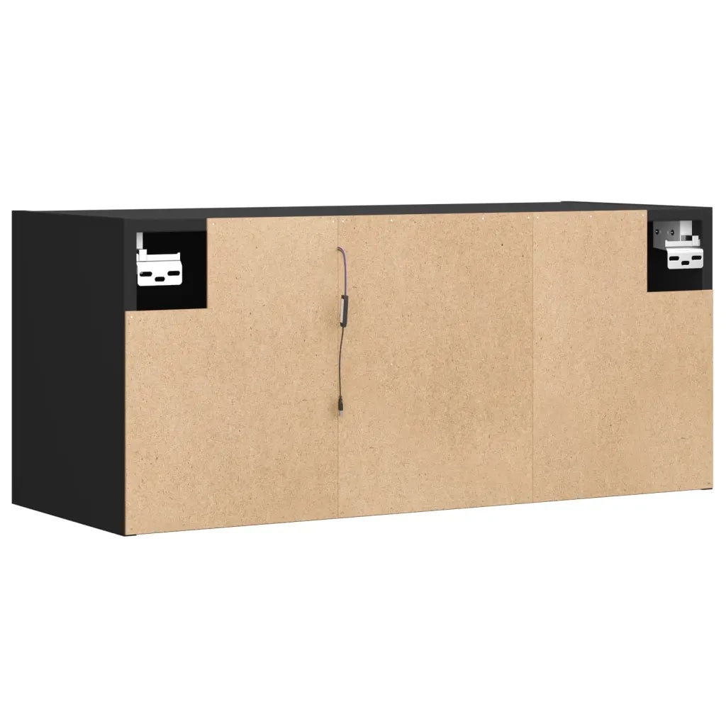 vidaXL Mobile TV a Parete con Luci LED Nero 80x31x35 cm