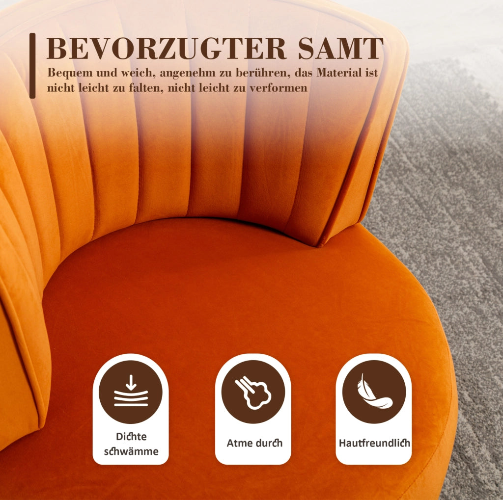 Sedia girevole moderna 360° in velluto arancione; 62;5 x 62 x 69;5 cm