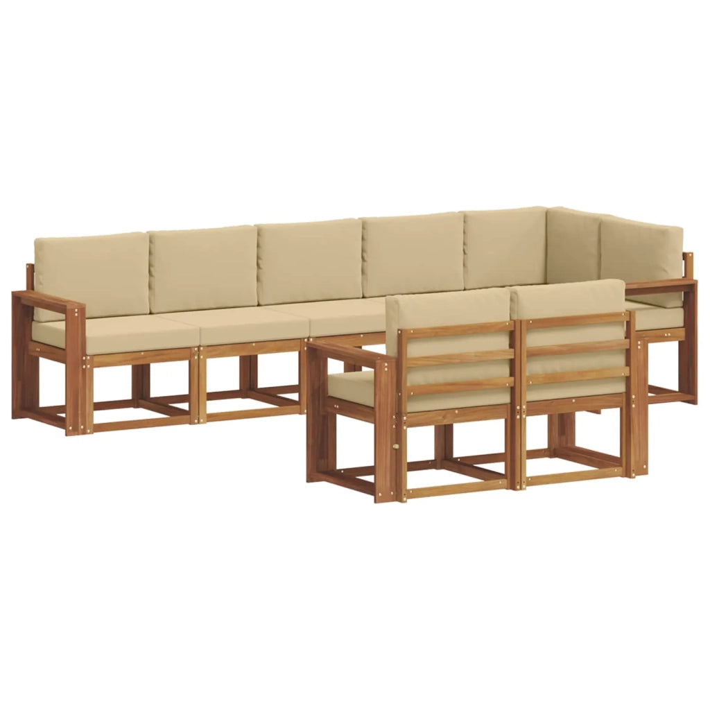 Set di divani da esterno con cuscino 8 pcs Naturale e Beige 3366576