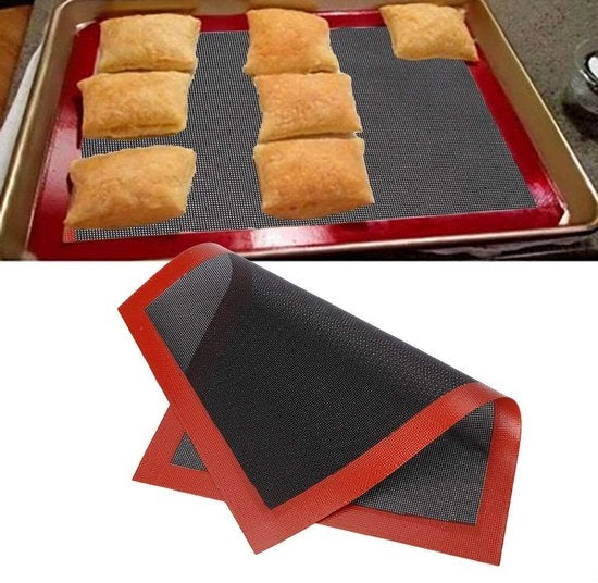 Piatto da forno ad alta temperatura - Resistente al calore - Fatto di silicone di alta qualità alimentare - Reutilizzabile - Sicuro per forno/microonde - Respiro - Piatto da forno ad alta temperatura 

Modello: Bakmat 
Codice prodotto: Antiaanbaklaag