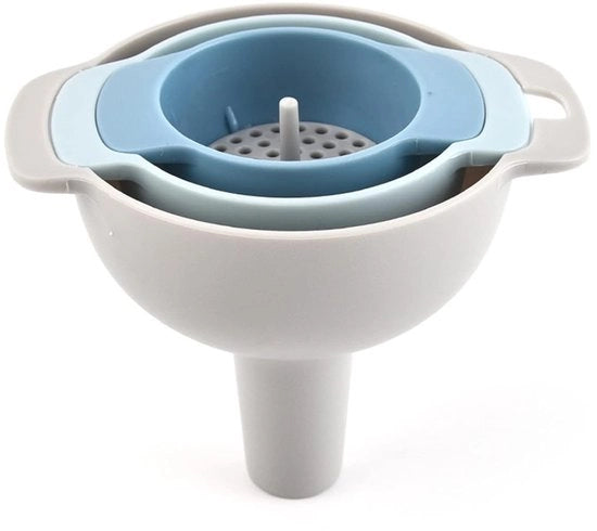 Strumento da Cucina 4 in 1 - Trituratore di Frutta - Con Filtro Universale 4,6 cm - Trituratore da Cucina - 2,9 cm/1,9 cm/1,25 cm - Cucina - Per Piatte Ampie e Normali - Per bottiglie di vetro, contenitori di erbe - Plastica - Plastica BPA Libera - Bianco