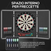 Bersaglio Freccette Elettronico con Punteggio Automatico, 12 Freccette e 6 Display, 51x6.5x57cm, Nero