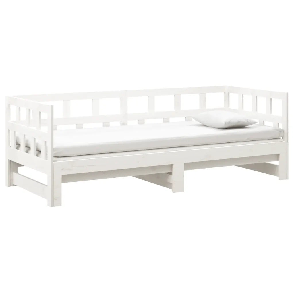 Dormeuse Estraibile Bianca Legno Massello di Pino 2x(90x190) cm