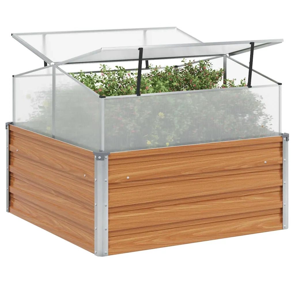 Fioriere | Cassetta per fiori | Vaso da giardino con serra Marrone Chiaro 100 x 100 x 77 cm