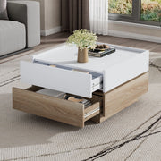 Tavolino da Salotto Girevole 360¡ã ¨C Xylo ¨C Bianco, Noce, 2 Ripiani, 60x60x38