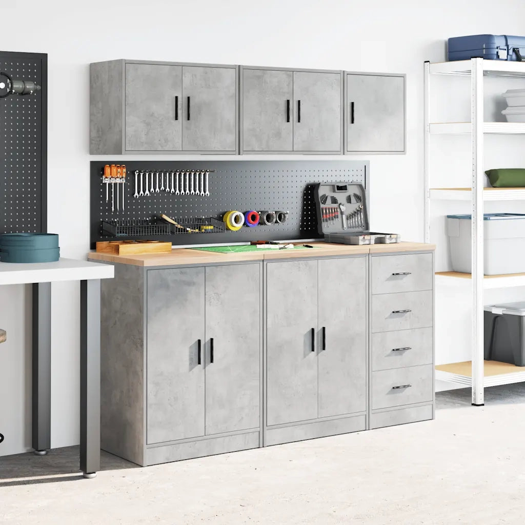 Pensile per Garage Grigio Cemento in Legno Multistrato 860631