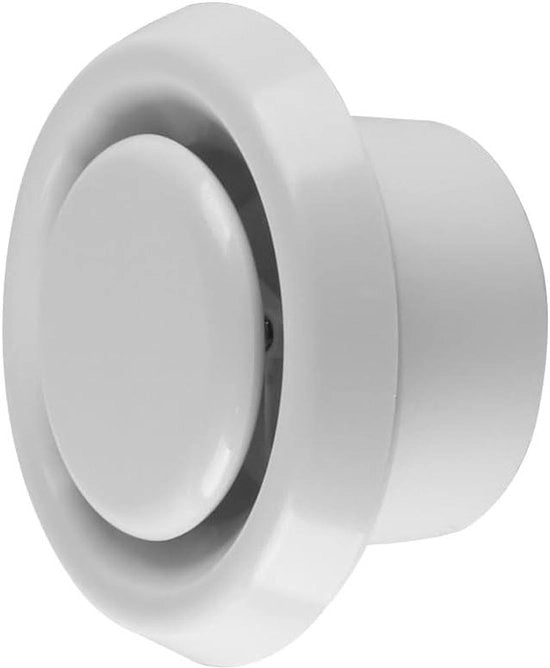 Ventilazione plafondaia in plastica rotonda con valvola regolabile - Ø100mm/4 pollici uscita per bagno, cucina e ufficio con anello di fissaggio