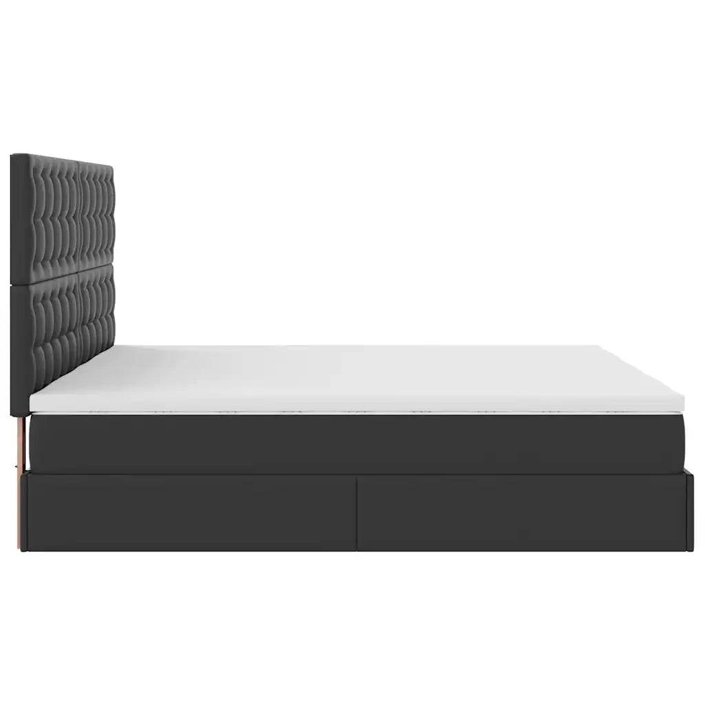 Struttura Letto Pouf con Materassi Nero 200x200 cm Similpelle 3313659