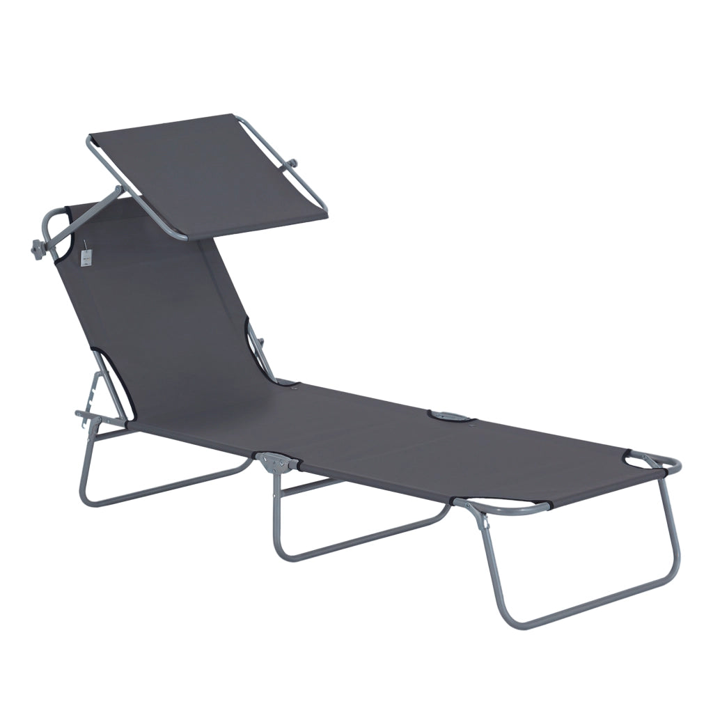 Lettino pieghevole da giardino con schienale regolabile ¨C zephmum ¨C Grigio 120kg