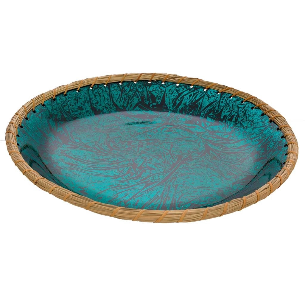 Piatto in ceramica blu 37x37x6,5h