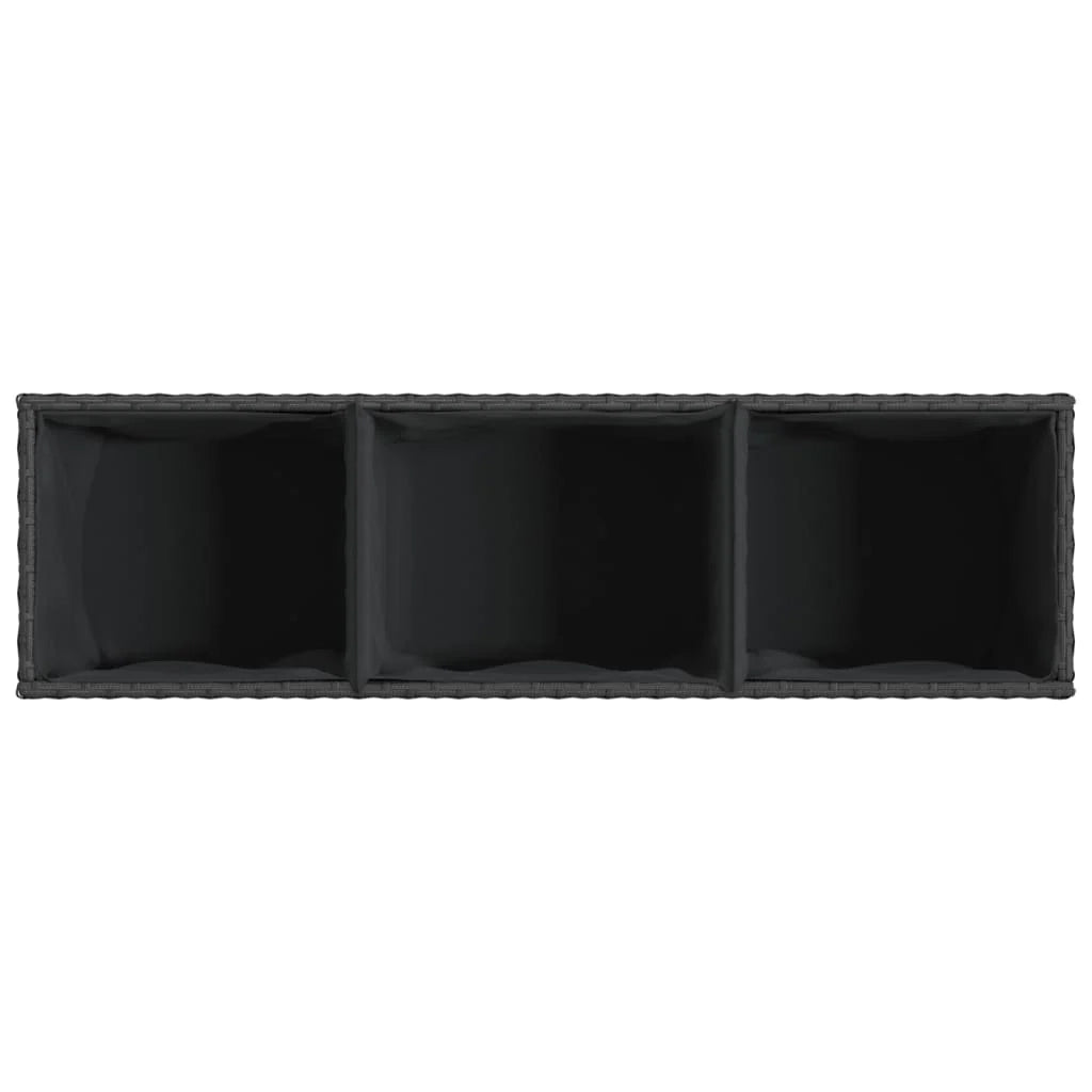 Fioriera rialzata per piante fiori patio giardino con ruote e 3 vasi 107 x 32 x 38 cm rattan nero 02_0038212