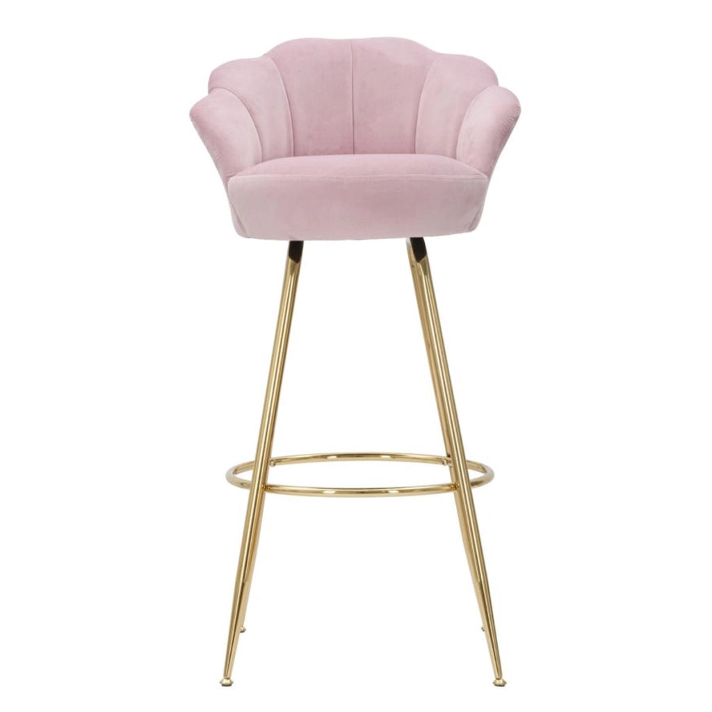Sgabello da bar Vienna rosa e gold in velluto – H 110 cm
