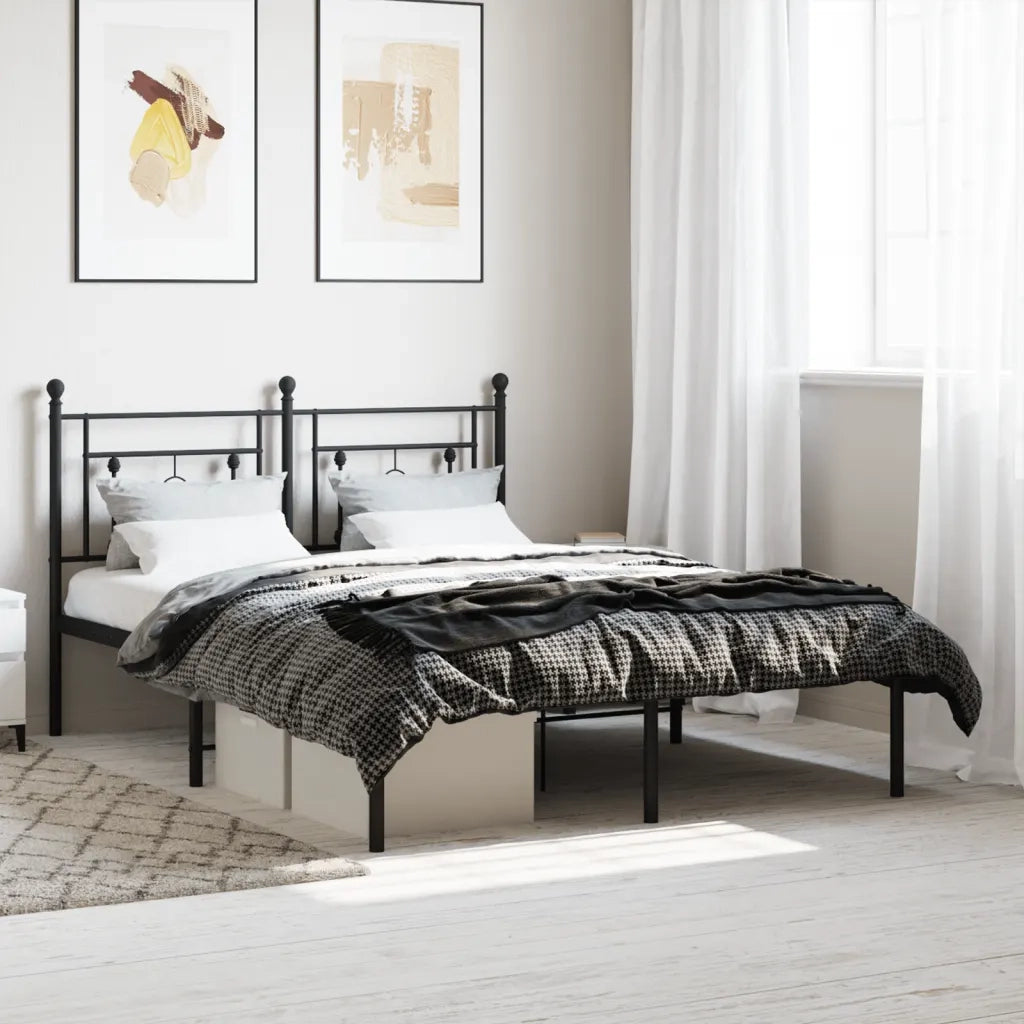 Giroletto con Testiera-Struttura Letto con testiera in Metallo Nero 140x190 cm 292904