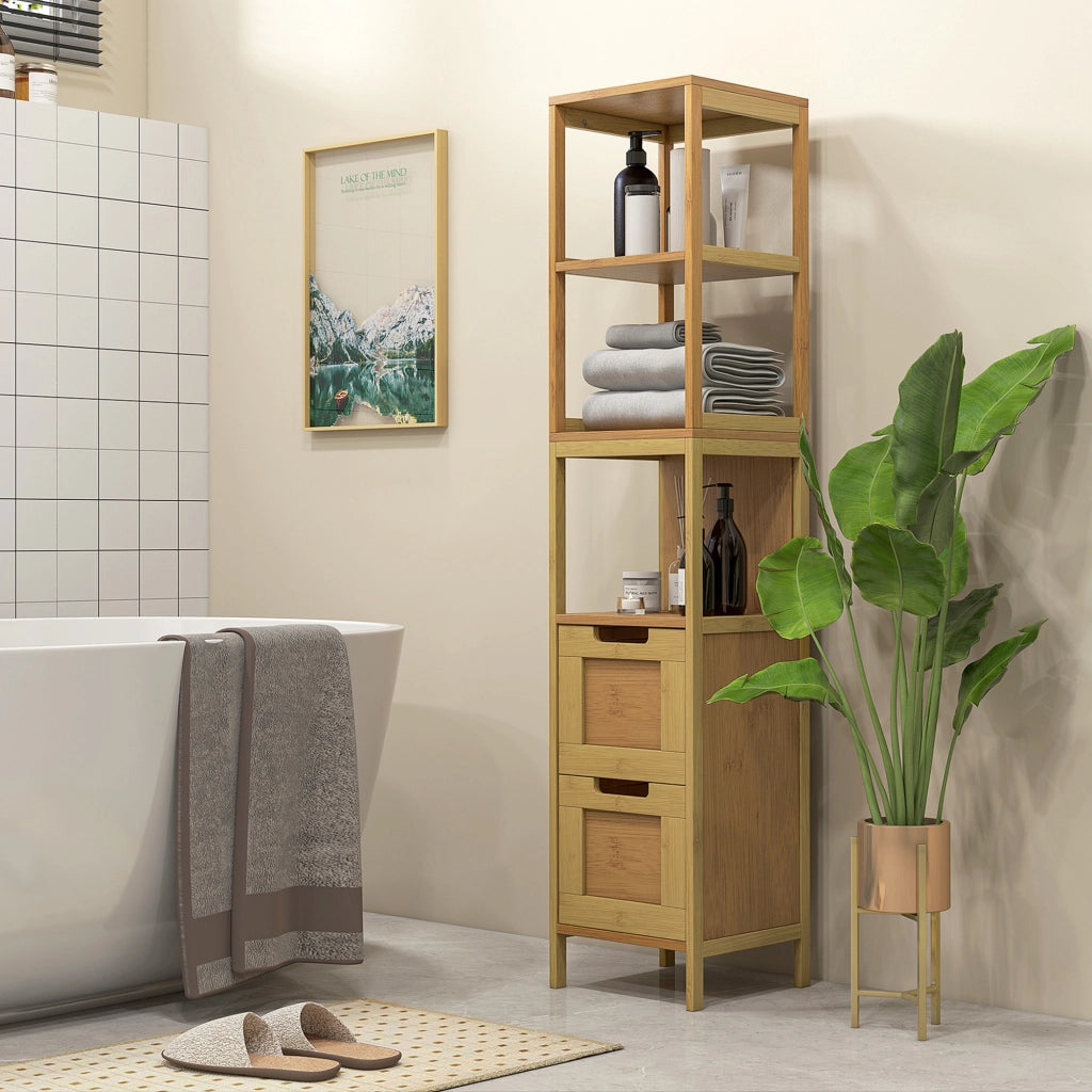 Armadietto per Bagno con Ripiani e Cassetti ¨C zephmum ¨C 30x30x144 cm